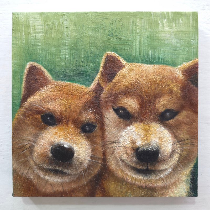 Exquisite Hand-Painted Oil Painting | Shiba Inu Happiness | One of a Kind | Customizable - Posters - Cotton & Hemp Brown