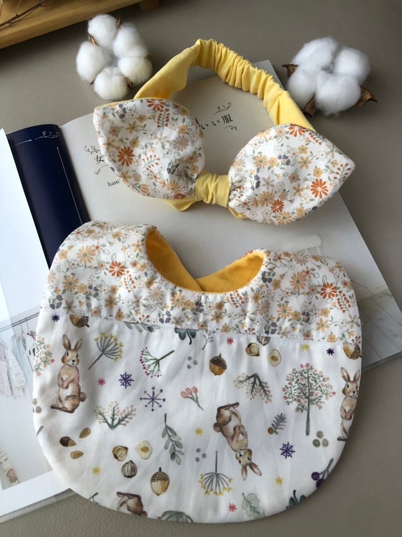 Poppy's Yellow Little Garden 3D Butterfly Baby Bib Set - ของขวัญวันครบรอบ - ผ้าฝ้าย/ผ้าลินิน สีเหลือง