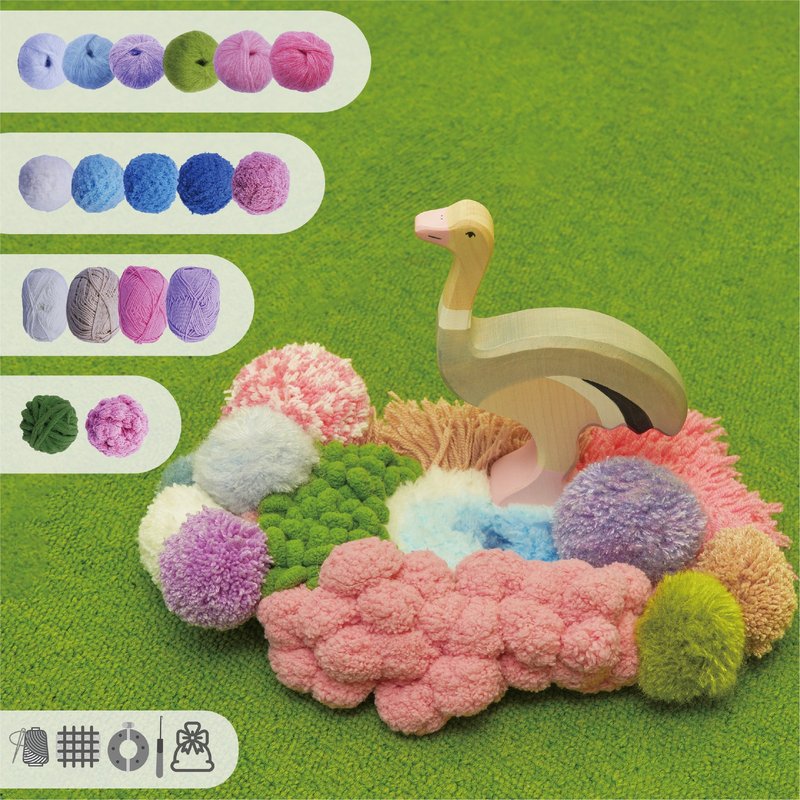 起源 - 簇絨粉色 3D 苔蘚杯墊 DIY 套裝 材料包 - 編織/刺繡/羊毛氈/縫紉 - 棉．麻 粉紅色
