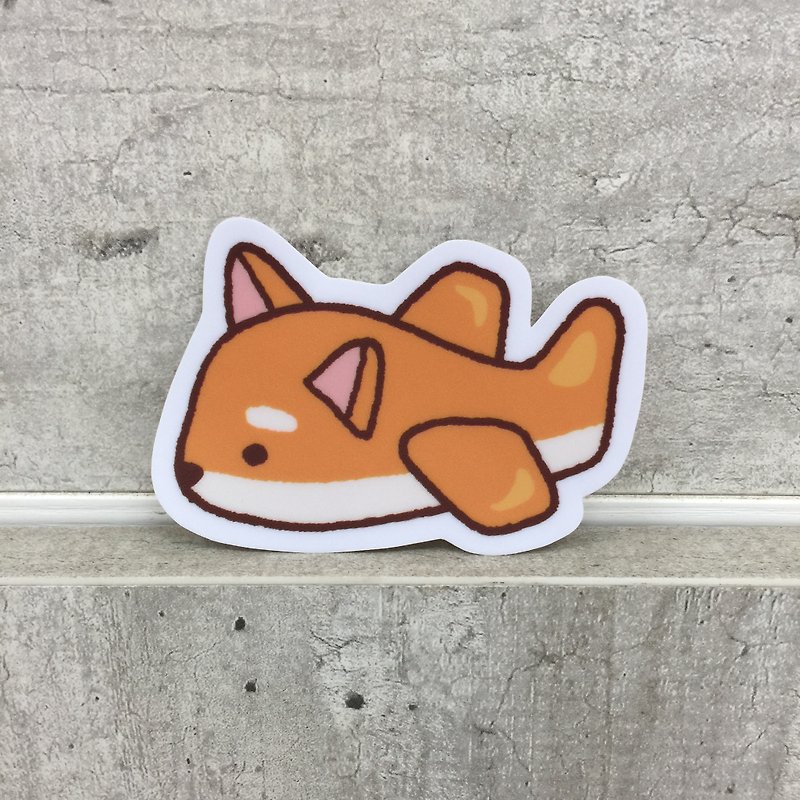 柴犬飛行機防水ステッカーSS0090 - シール - 紙 オレンジ