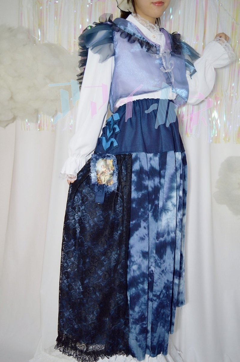 其他材質 裙子/長裙 藍色 - Outfit Rainy season and long skirt & organza top