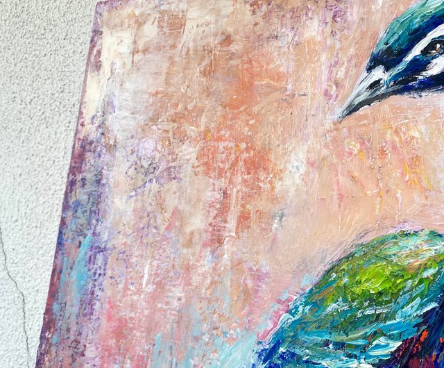 雄大な孔雀の絵画 カラフルな抽象的な鳥の壁アート 鮮やかな現代の動物