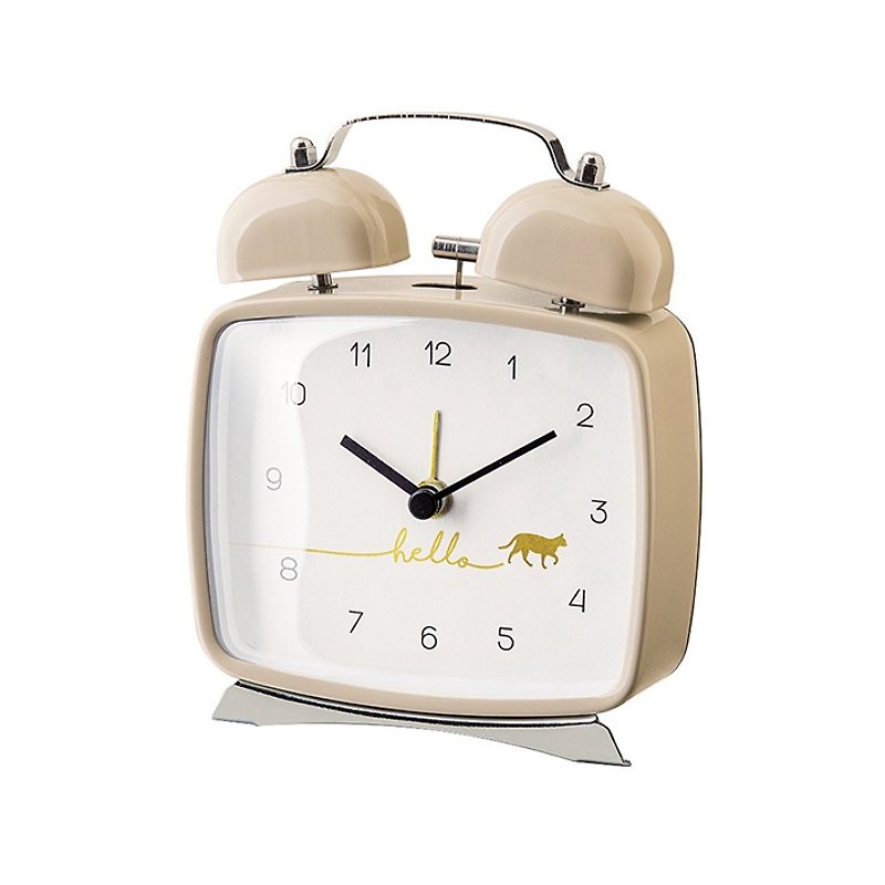 Micino -Bell- Orange Cat Clock (White) - นาฬิกา - โลหะ ขาว