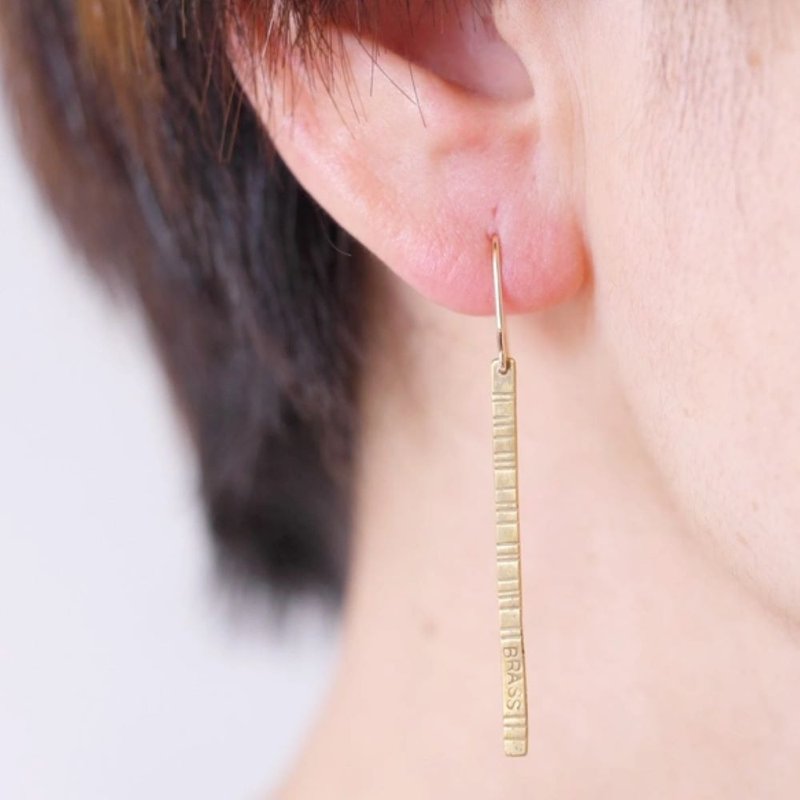 BRASS stripe earrings, made to order - ต่างหู - ทองแดงทองเหลือง สีทอง