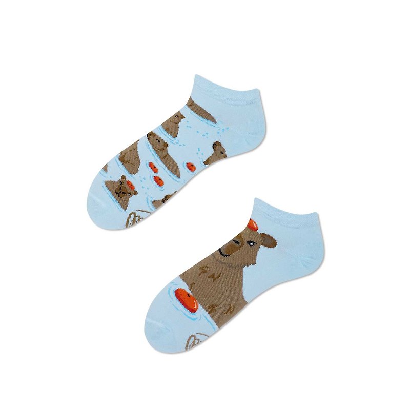 Capybara Mismatched Adult Low Sock - Socks - Cotton & Hemp Blue