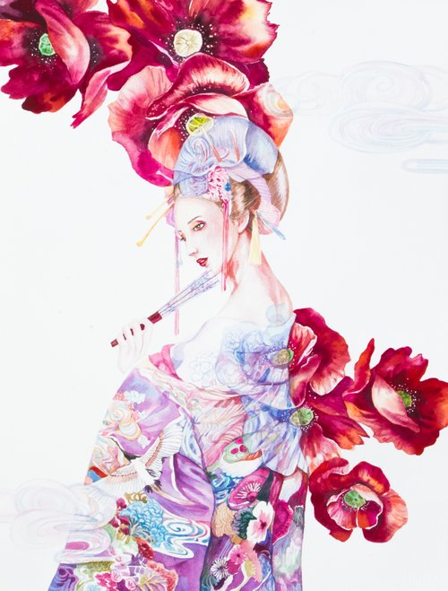 虎斑羊 恍-虎式繪-流年-原作水彩藝術畫/藝術掛畫/精緻居家裝飾/浮世繪