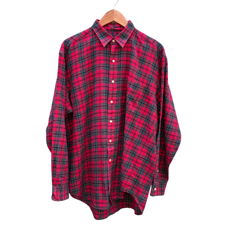 Vintage 90s  Polo Ralph Lauren Red Plaid Button Up  Shirt - 男襯衫/休閒襯衫 - 棉．麻 紅色