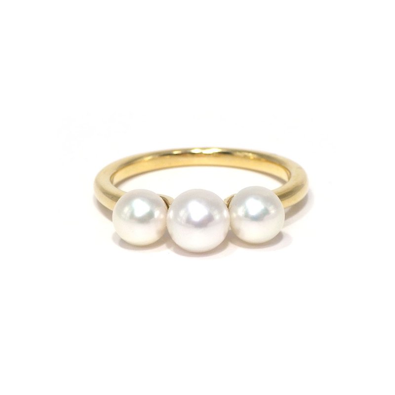 Japanese Akoya pearl ring18K yellow gold 5.0-5.5mm - แหวนทั่วไป - ไข่มุก 