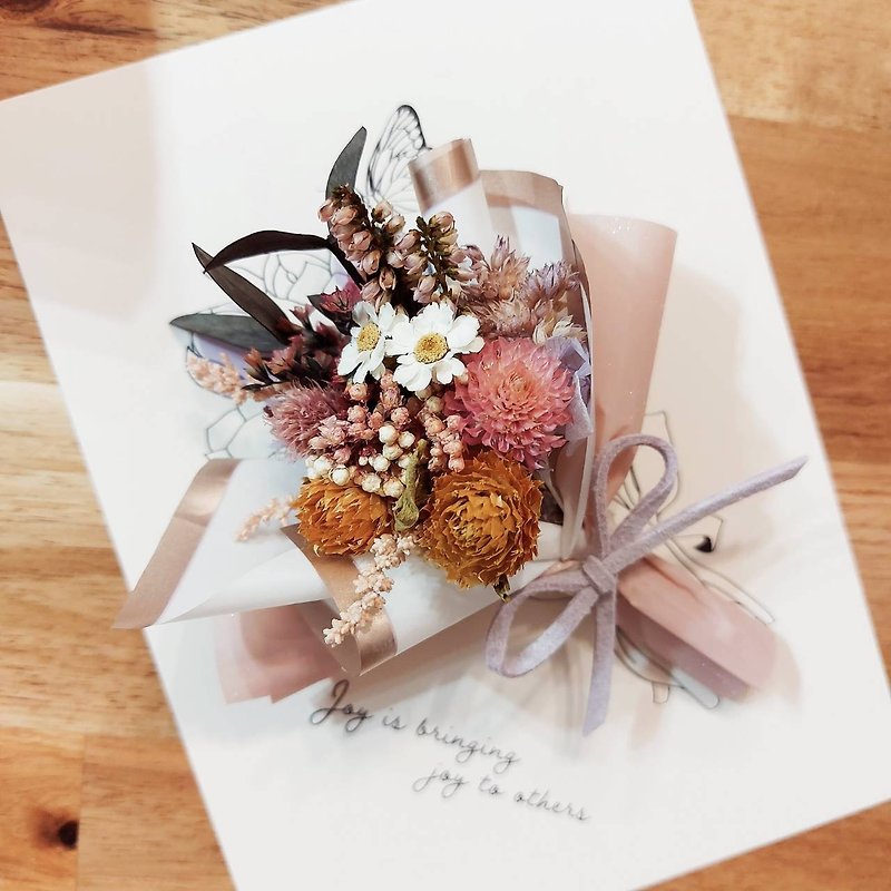 Miss. Flower mystery handmade three-dimensional drying bouquet card postcard Valentine's Day birthday universal card - ตกแต่งต้นไม้ - พืช/ดอกไม้ สึชมพู