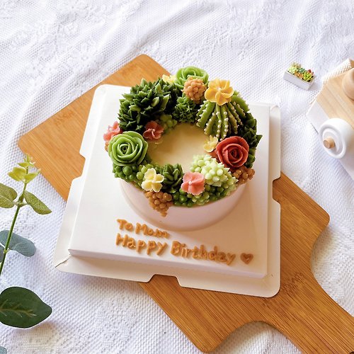 菟甜手作甜食 Bunny Flowercake 多肉植物造型蛋糕 4吋 僅開放自取(台南)