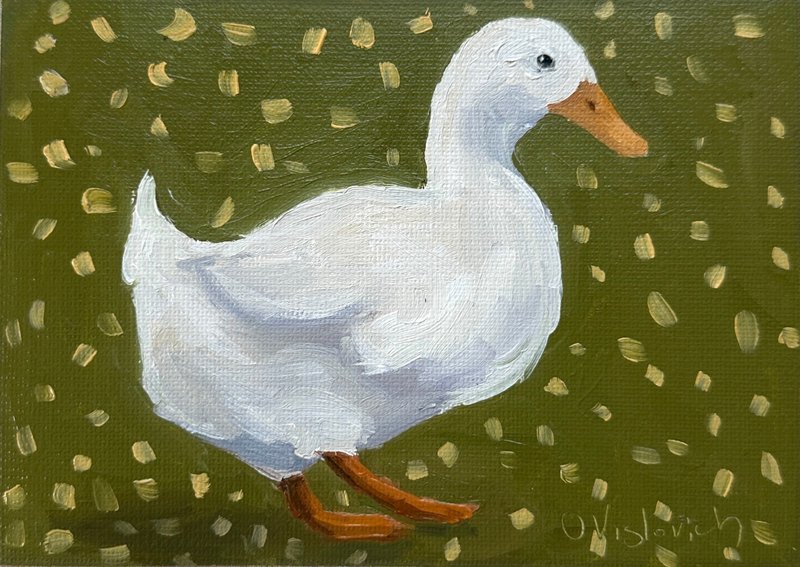 Original Oil Painting Duck Painting Farm Animal Birds Collectible art 5x7 inch - Wall Décor - Other Materials 