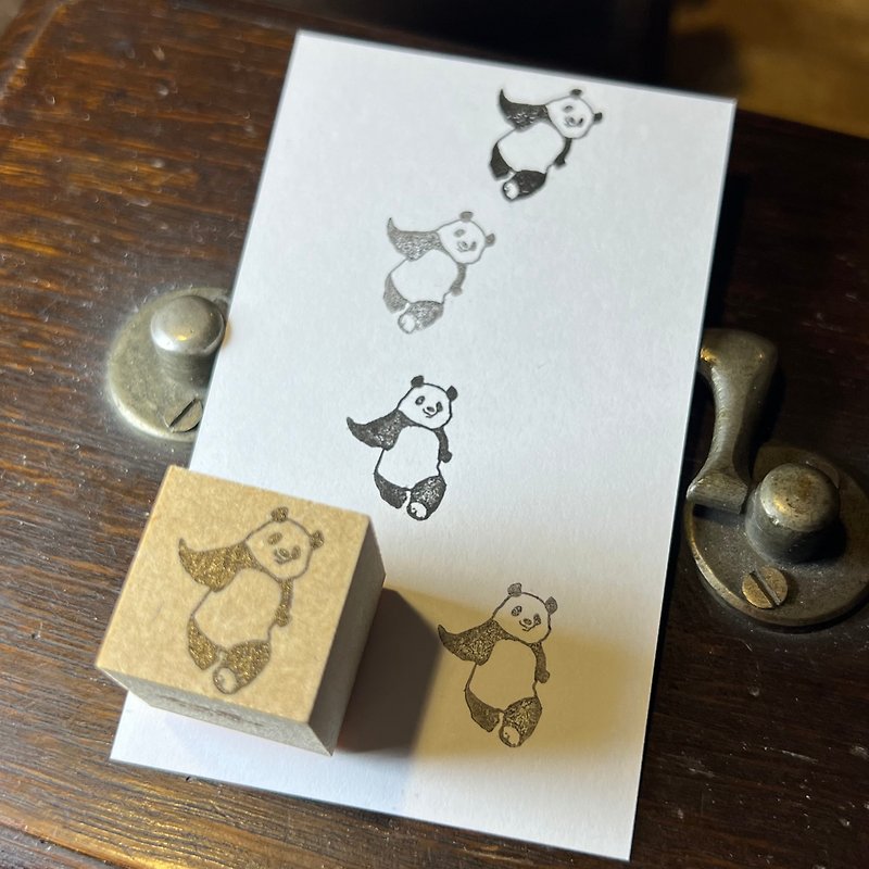 Skipping Panda Rubber Stamp 20mm Square - Stamps & Stamp Pads - Rubber 