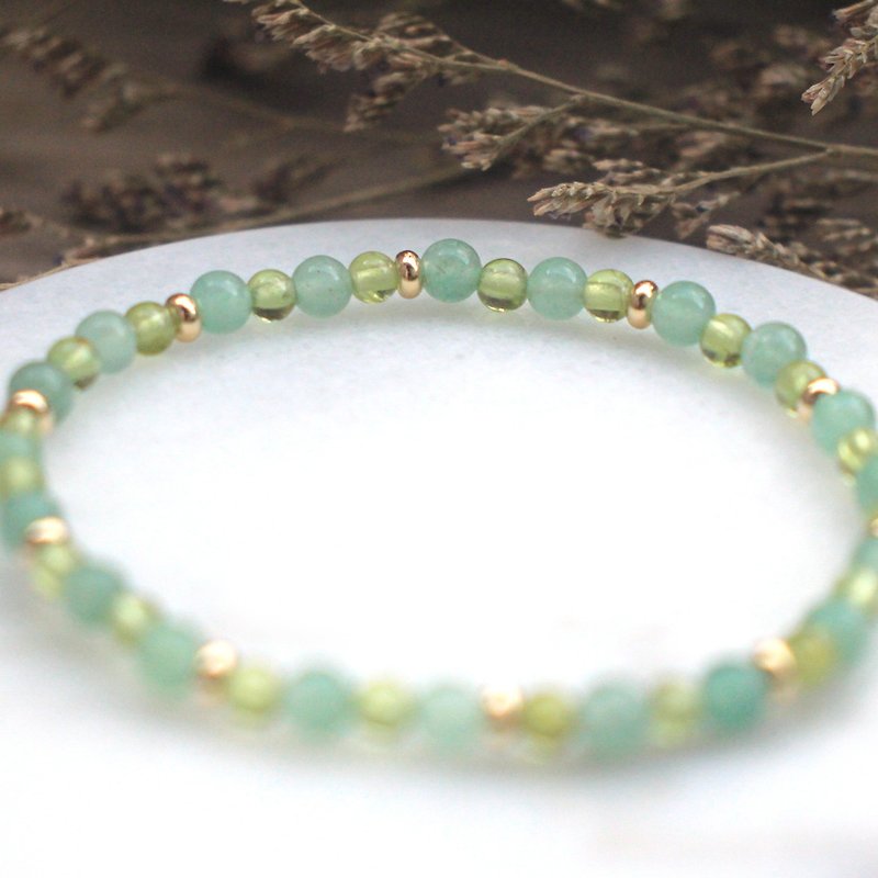 水晶手鍊 | 搭配橄欖石 | 東菱玉 | 輕輕的綠 - 手鍊/手環 - 水晶 綠色