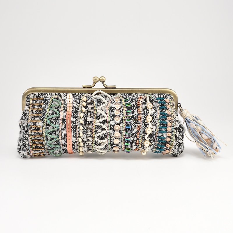 Sparkle and statement glasses and pen case, white purse, one of a kind,  No,2 - Pencil Cases - Wool White