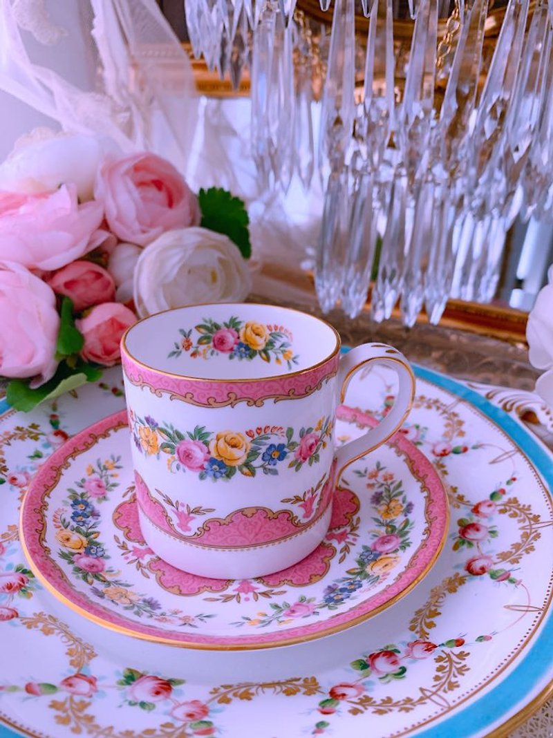 British bone china pink rose tea cup, coffee cup two piece birthday gift afternoon tea stock new - แก้ว - เครื่องลายคราม สึชมพู