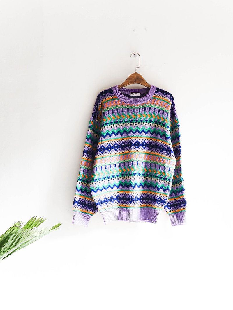 River Hill - Games taro purple psychedelic totem antique trellis woolly hair shirt vintage sweater cashmere vintage oversize - Women's Sweaters - Wool Purple