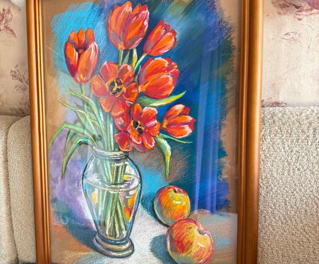 油絵 赤いチューリップ 油絵 赤いチューリップ