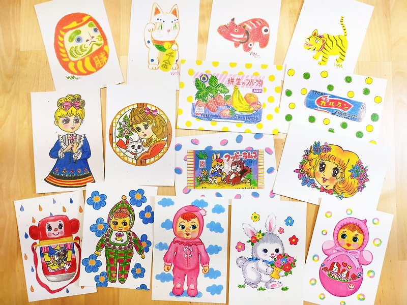 昭和おもちゃシリーズ手描きポストカードフルセット