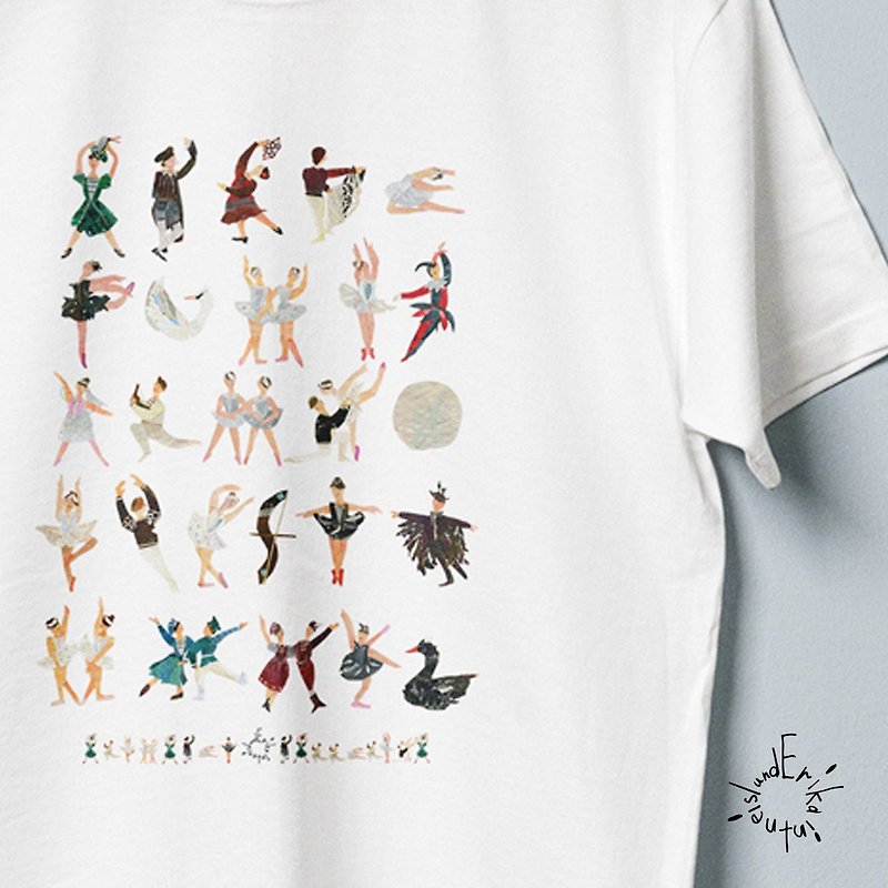 T-shirt　ballerina motif - Women's T-Shirts - Cotton & Hemp Multicolor