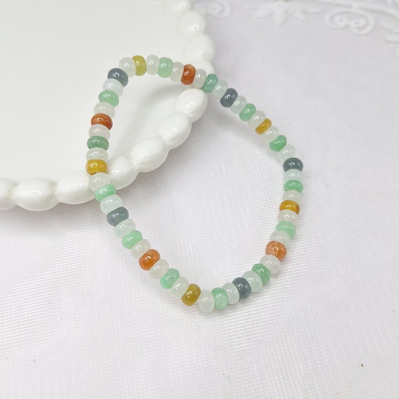 Colorful Abacus Jade Bracelet Bracelet Beads | Natural Burmese Jade A Grade Jadeite - Bracelets - Jade 