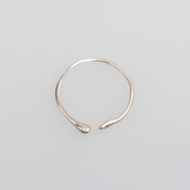 Whisper- Slight vine crescent tail ring two-tone - General Rings - Sterling Silver Silver