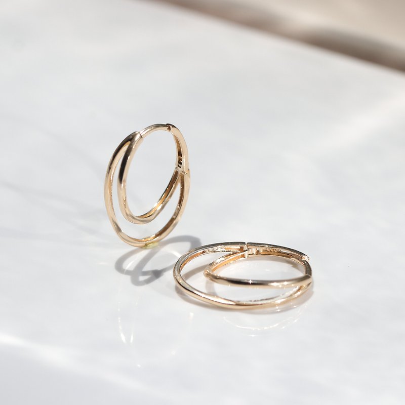 14k Double Circle Hoop Earrings - Earrings & Clip-ons - Precious Metals Gold