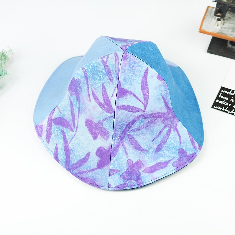 手工雙面帽 遮陽帽 清新自然 植物【夢幻紫葉】HM-47 - 帽子 - 棉．麻 紫色