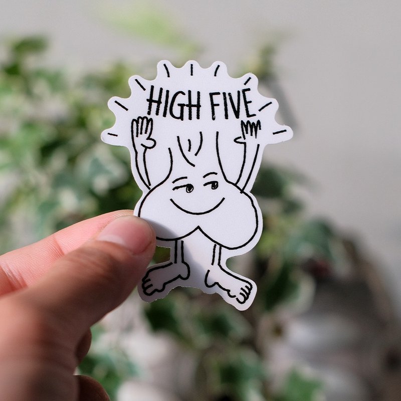 pvc防水貼紙 - 蒜頭先生的HIGH FIVE - 貼紙 - 塑膠 白色