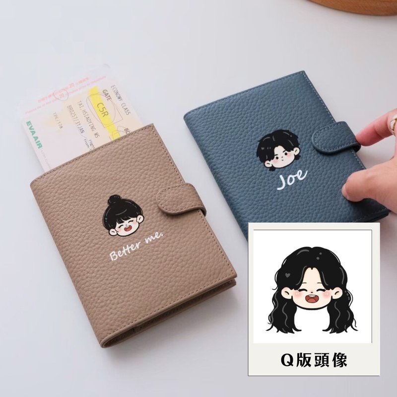 Printable cartoon avatar passport cover wallet Customized passport cover genuine leather RFID wallet - กระเป๋าสตางค์ - หนังแท้ สีใส