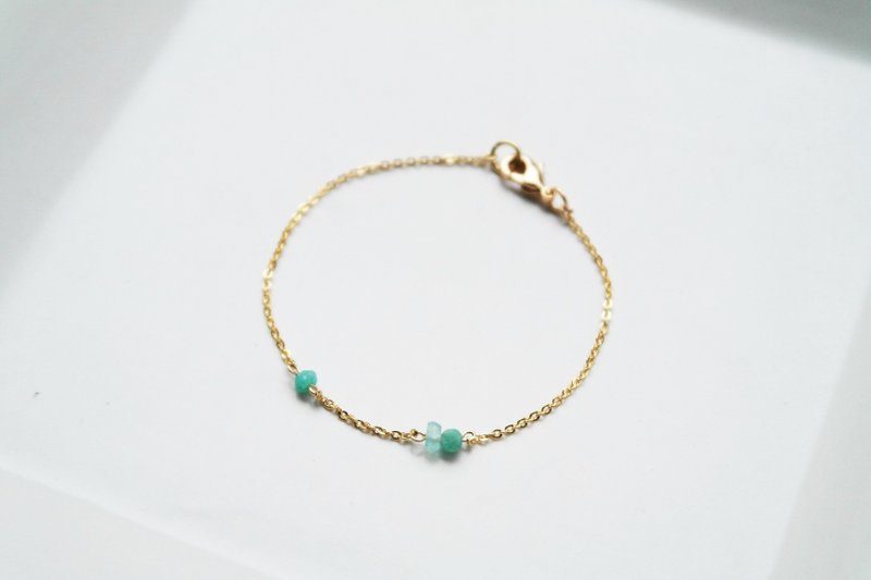 "Natural stone series - gold mine" K gold plated brass Tianhe fine stone Blue Chalcedony Bracelet - Bracelets - Gemstone 