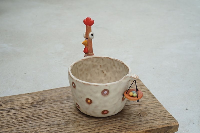 手作りのセラミックチキンエッグカップ - 花瓶・植木鉢 - 陶器 多色