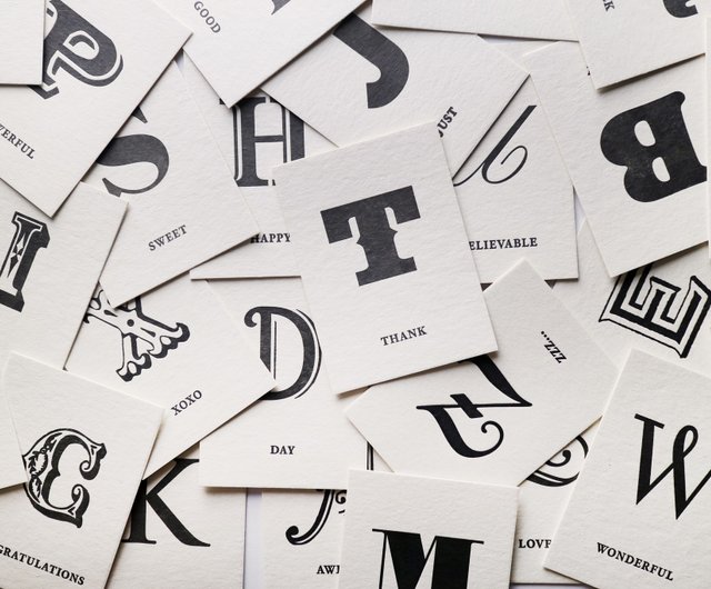 活版印刷 アルファベットミニカード - ショップ PAPERWORK 紙本作業