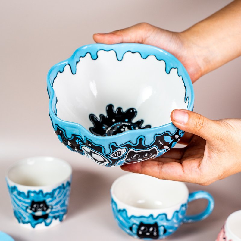 Cute Cat Ramen Bowl Soup Bowl Pet Immpression Fresh Blue Large Fruit