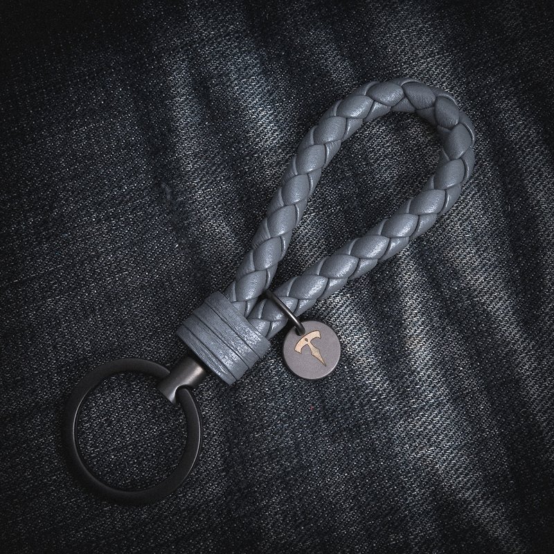 [Spot Edition] Goatskin Knitted Key Ring Car Key Case Key Holster Car Key Holster - ที่ห้อยกุญแจ - หนังแท้ สีดำ