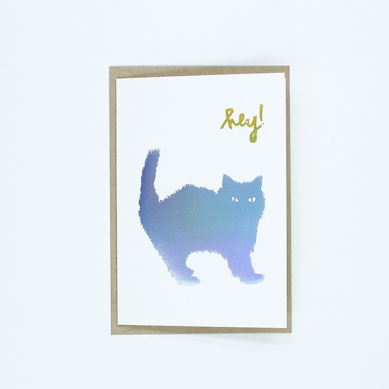 Hey! Hologram Cat - Card - 心意卡/卡片 - 紙 銀色
