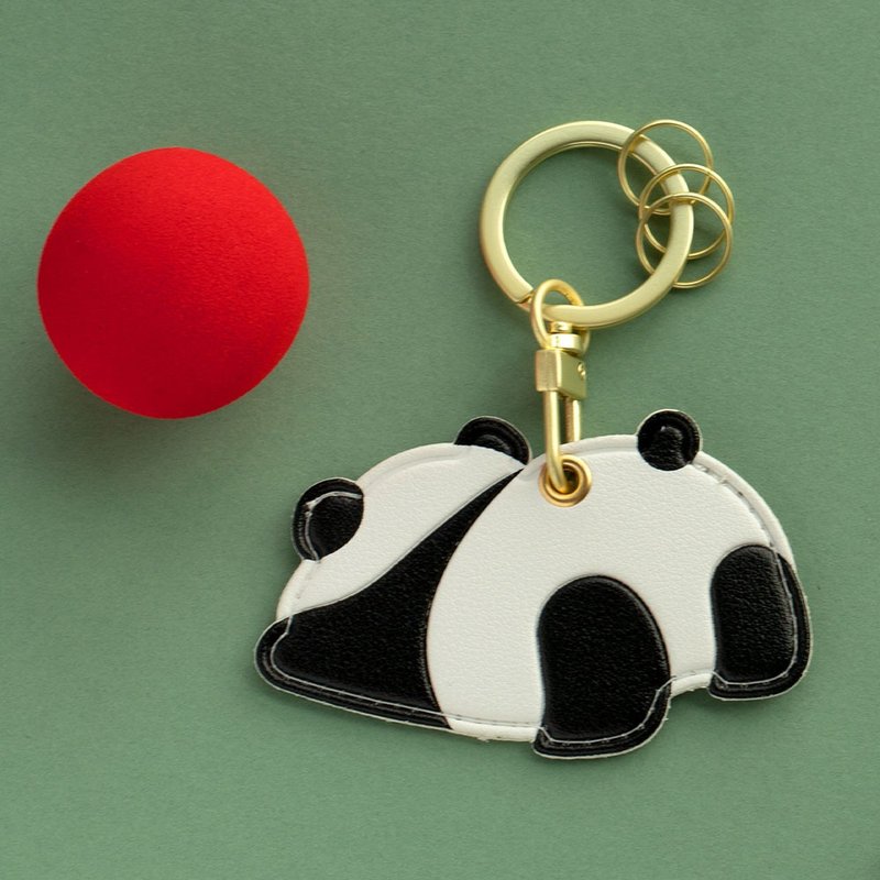 UPICK Original Life Panda Series Keychain Leather Access Card Cover Bus Card Bag Ornament Papa Bear - ที่ห้อยกุญแจ - หนังเทียม หลากหลายสี