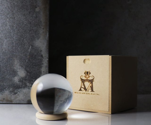 8cm【癒しの水晶玉】人気の風景写真用IGガラス玉（木箱包装