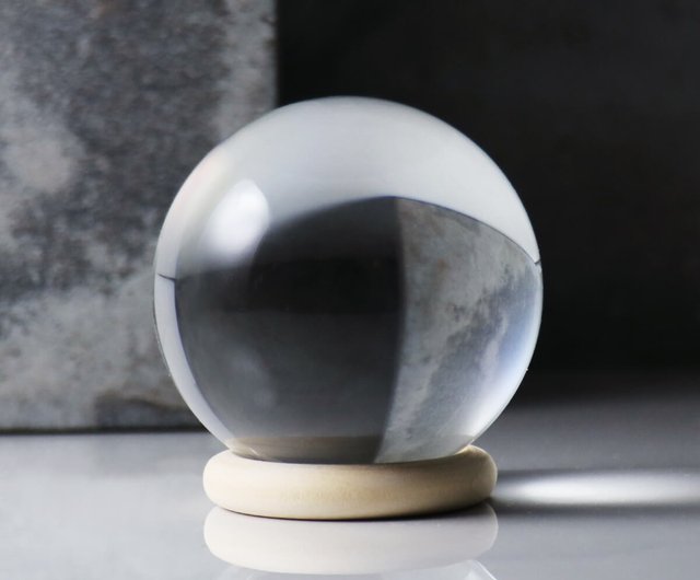 8cm【癒しの水晶玉】人気の風景写真用IGガラス玉（木箱包装