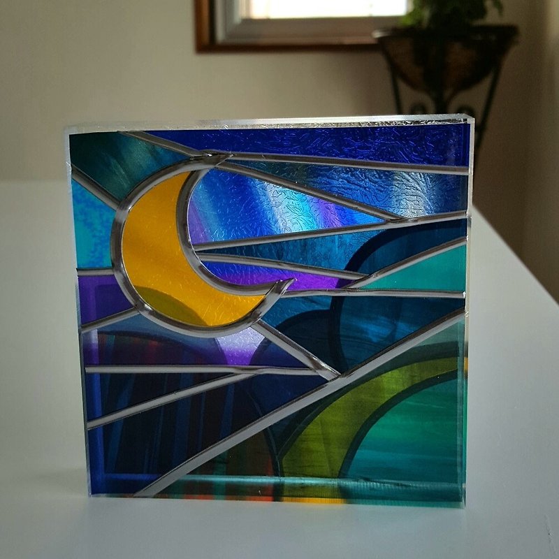 Healing art made with glass art 　Tinker Bell Moon night1 - ของวางตกแต่ง - พลาสติก หลากหลายสี