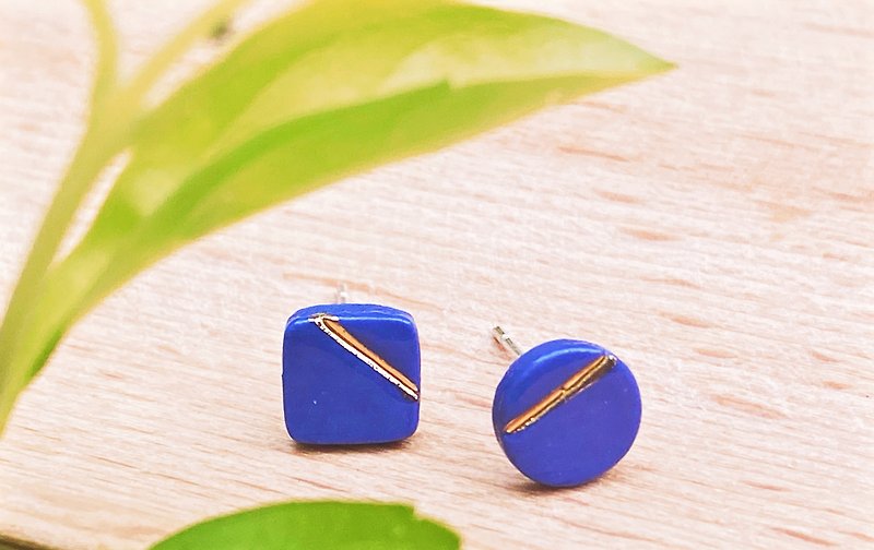 Little geometry earring - Earrings & Clip-ons - Pottery Blue