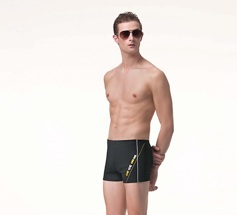 MIT 四角泳褲 (泡湯專用)  - 男泳衣/泳褲 - 聚酯纖維 黑色
