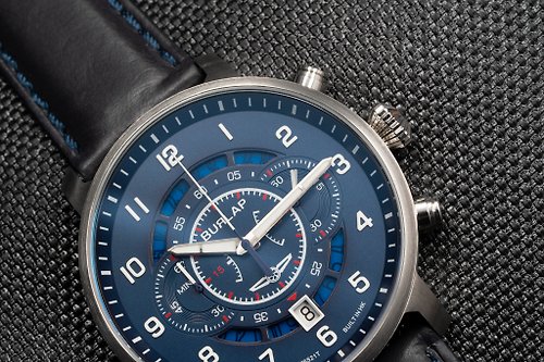 Burlap Watches Burlap Watches 香港品牌 Chrono First 計時碼腕錶 鋼殻配藍錶面