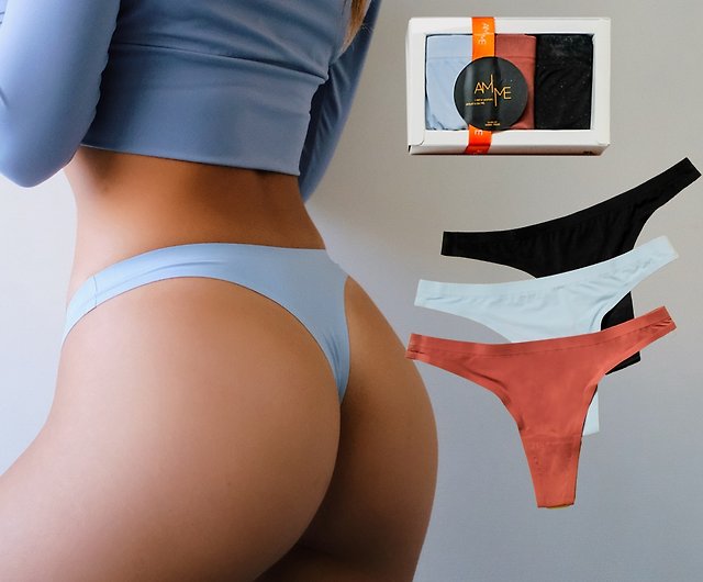 AM ME Peach Buttocks Plus Seamless Breathable Thong 3 Set - Shop AM ME  SPORTY Women's Underwear - Pinkoi