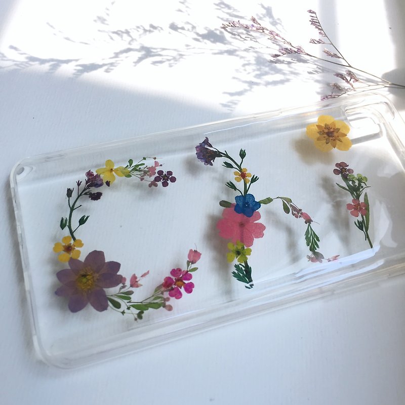 Custom-made 3-words name:: pressed flower phonecase - เคส/ซองมือถือ - พืช/ดอกไม้ หลากหลายสี