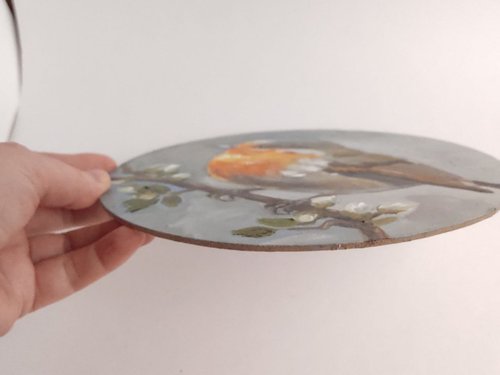 ロビン 油絵 アンティーク 油彩 絵画 セット B4原画 鷹 ZX