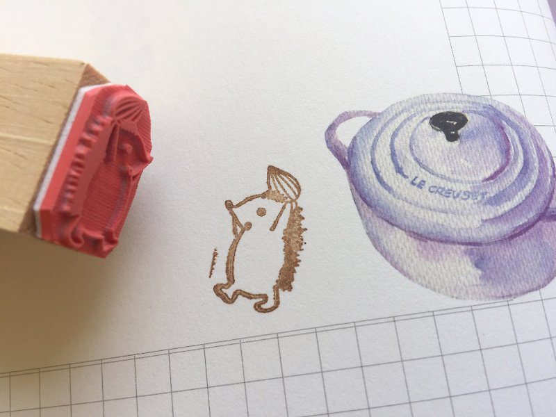Zoe's Forest Stone Fruit Hedgehog Seal Rubber Stamp - ตราปั๊ม/สแตมป์/หมึก - กระดาษ 