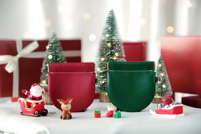 【ของขวัญสั่งทำพิเศษ】Christmas Leather coin purse - Seasonal Gift - กระเป๋าใส่เหรียญ - หนังแท้ หลากหลายสี