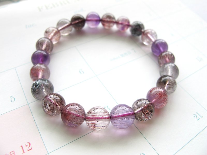 [Energy Full Score] 9 mm three-wheel backbone crystal - hand-created natural stone series - Bracelets - Crystal Purple