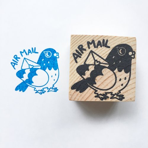 pinghattastudio Pigeon Cute Air Mail Rubber Stamp snail mail wooden block stamp