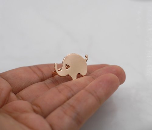 CASO JEWELRY Handmade Little Elephant Ring - Pink gold plated Little Me by CASO jewelry